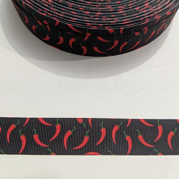 3 Yards of 7/8" Ribbon - Red Chili Peppers #11242