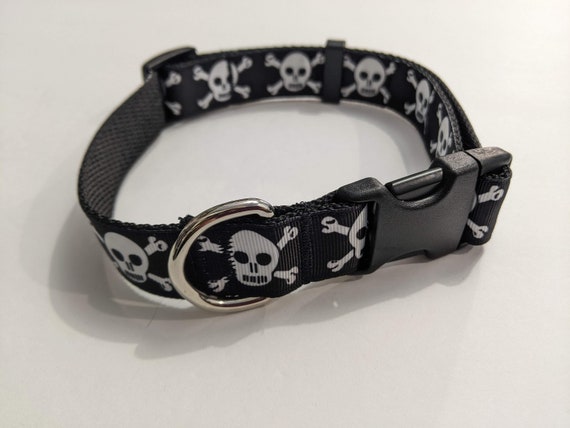 Skull Dog Collar | Goth Dog Collar | 1 Inch Wide Collar