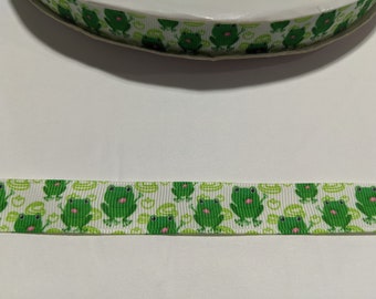 Frog Print Grosgrain Ribbon: 5/8" Wide Trim, 3 Yards