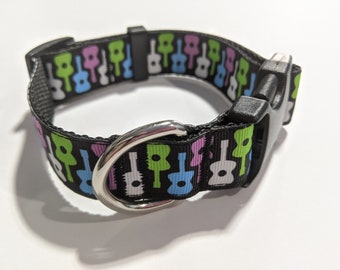 Guitar Dog Collar: Adjustable Music Band Puppy Collar, (1" Wide)