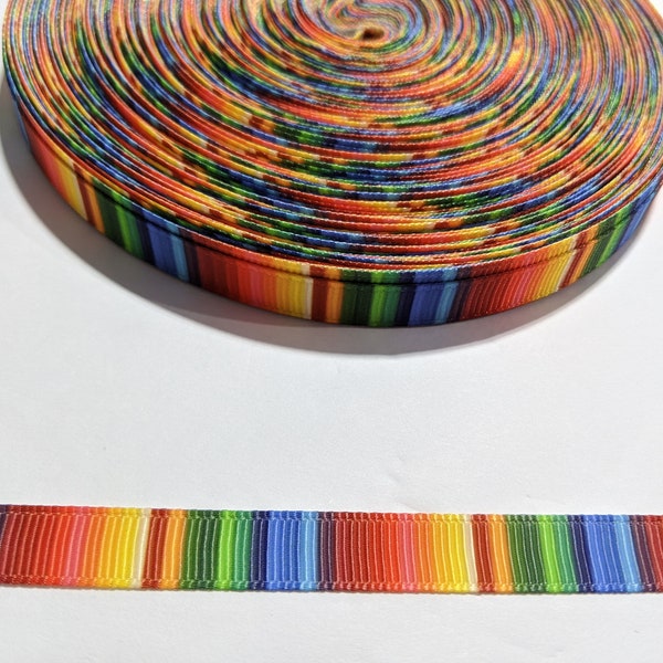 3 Yards of 3/8 Inch Wide Ribbon | Serape Ribbon | Narrow Ribbon | Cute Ribbon | Decorative Ribbon | Serape Mexican Blanket Stripes  #10708