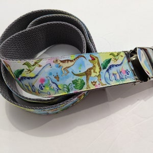 Belt in All Sizes Dinosaur Paleontology 1 1/2&quot; Wide  with a Military Buckle 1.5&quot; Wide