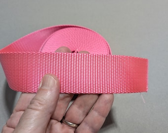 1.5 Inch Heavy Duty Nylon Webbing by the Yard, Pink Strapping for Bags, Belts, Dog Collars, and Outdoor Gear, 6.5 Yards Craft Supply