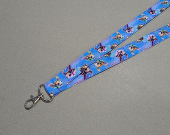 Blue Sea Turtle Lanyard: 1-Inch Double Sided Grosgrain Ribbon ID Holder