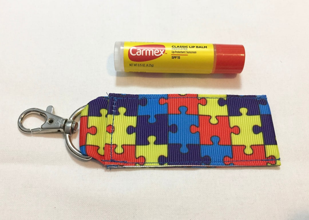 Autism Lip Balm Holder Puzzle Piece Lip Balm Pouch Fun Etsy