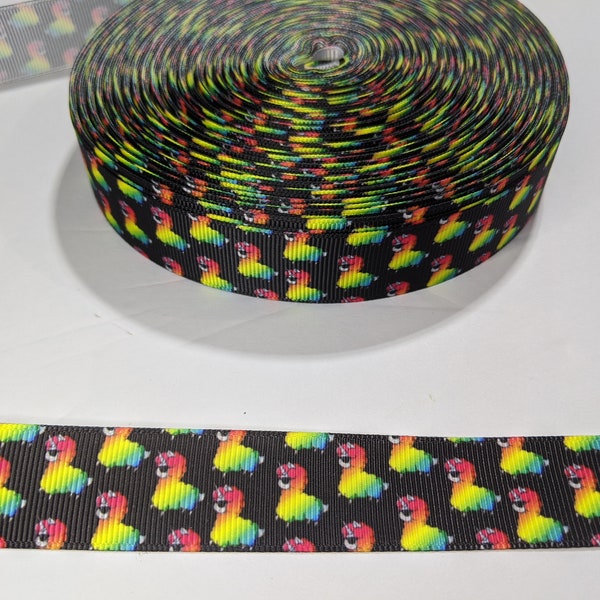 3 Yards of 7/8" Ribbon - Rainbow Llamacorns #10773