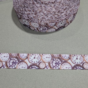 3 Yards of 1&quot; Ribbon - Clocks - Watches or Time Pieces #10431 - Decorative Tape, Sew on Trim, Junk Journal Add On
