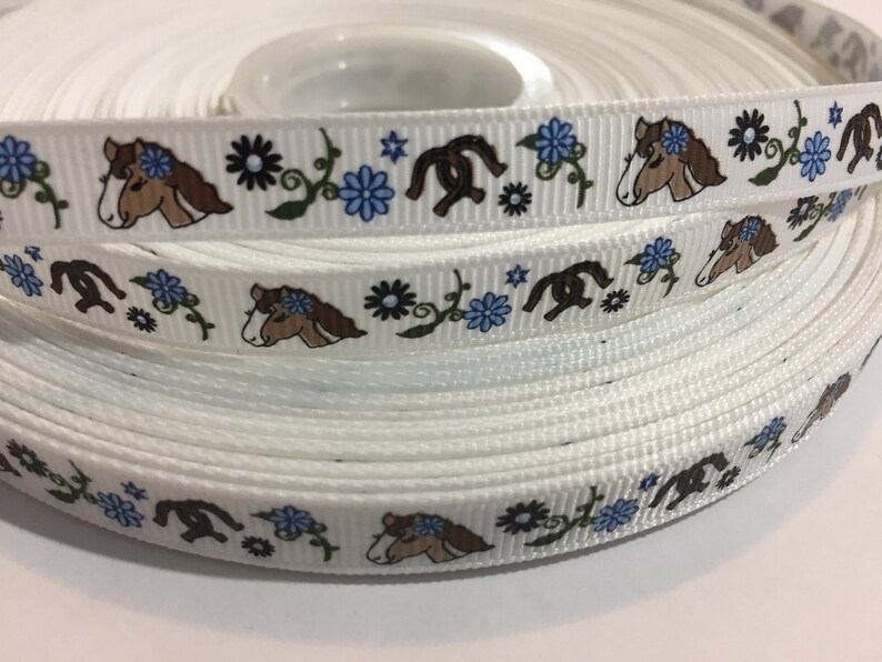 3 Yards of 38 Ribbon Cute Horses with Flowers #10038