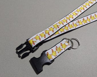 Silly Chicken Lanyard: 1 Inch Wide Detachable Keychain, Breakaway Buckle Option