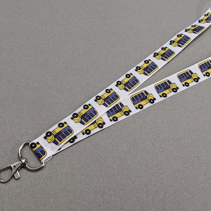 School Bus Lanyard: 1-Inch Ribbon ID Badge Holder, Double Sided, Breakaway Safety Option