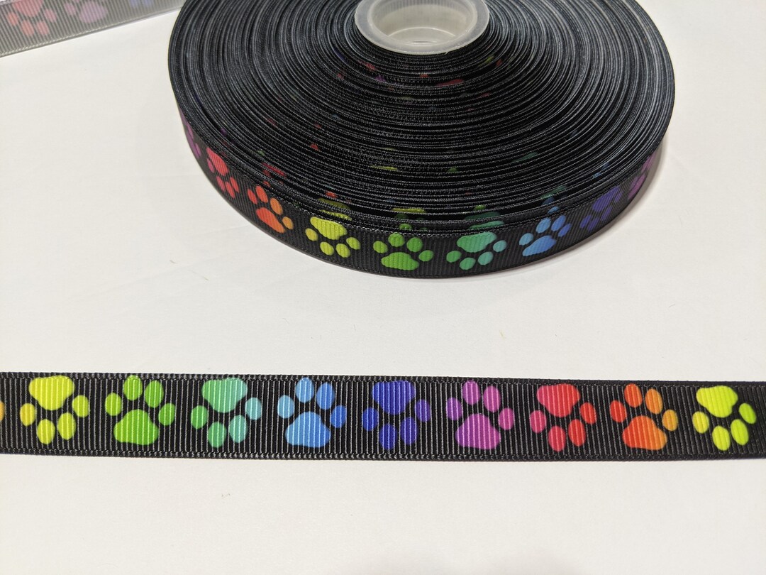 3 Yards of 5/8 Ribbon Rainbow Paw Prints 11197 Decorative Tape, Sew on ...