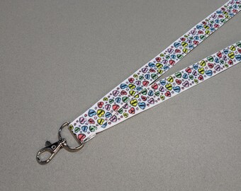 Valentine's Day Heart Lanyard: 1-Inch Grosgrain Ribbon, Double Sided ID Badge Holder