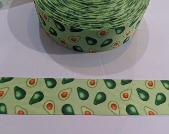 Avocado Print Grosgrain Ribbon - 1.5 Inch Wide, 2 Yards