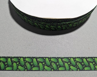 Pickle Print Grosgrain Ribbon - 7/8 Inch, 3 Yards