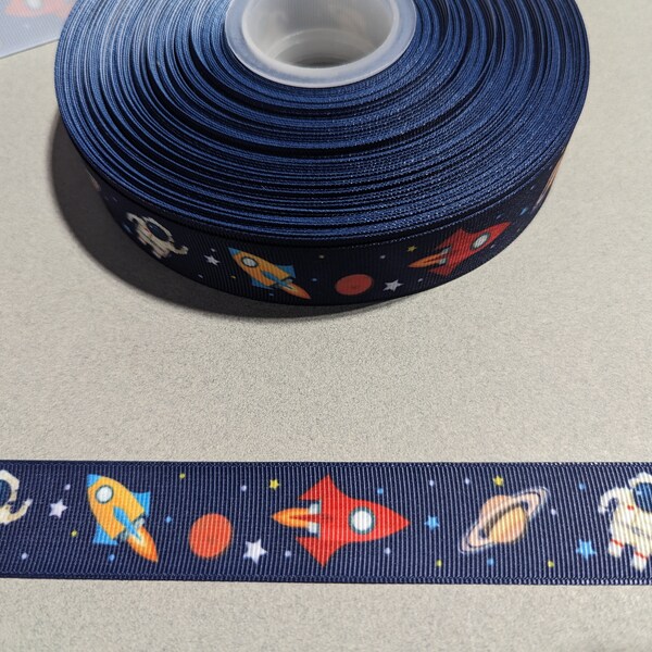 3 Yards of 1" Ribbon - Space | Outer Space | Astronaut | Rockets | Spaceship | Planets #11451