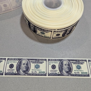 1.5&quot; Grosgrain Ribbon: 100 Dollar Bill Print, 2 Yards Decorative Trim