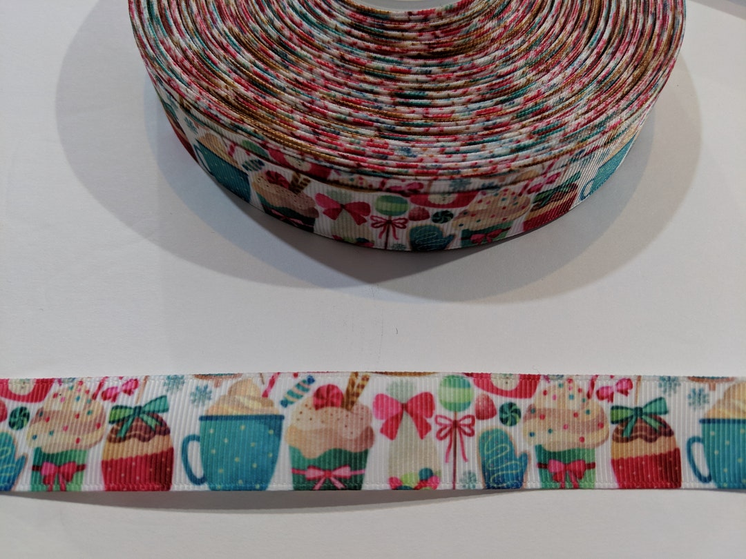 Chocolate Straw String Ribbon Christmas Hot Chocolate Grosgrain Ribbon: 7/8