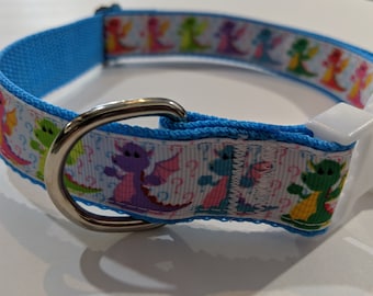 Dragons Dog Collar: Colorful 1-Inch Adjustable Puppy Collar