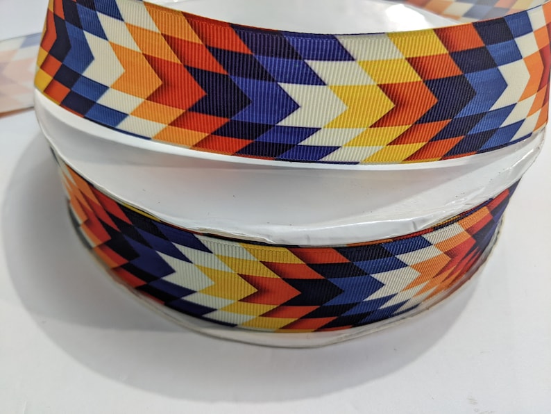 Southwest Aztec Grosgrain Ribbon: Blue Red Orange Design, 2 Yards 1.5 ...