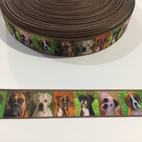 3 Yards of 7/8" Ribbon - Boxer Dogs #10249