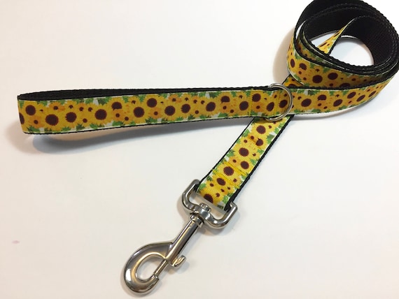 Sunflower Dog Leash: Floral Puppy Leash, 1-Inch Wide, 3-8 Foot
