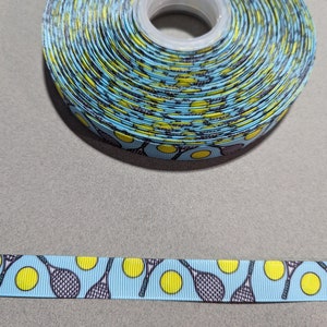 Aqua Blue Tennis Grosgrain Ribbon: 5/8&quot; Sports Trim, 3 Yards
