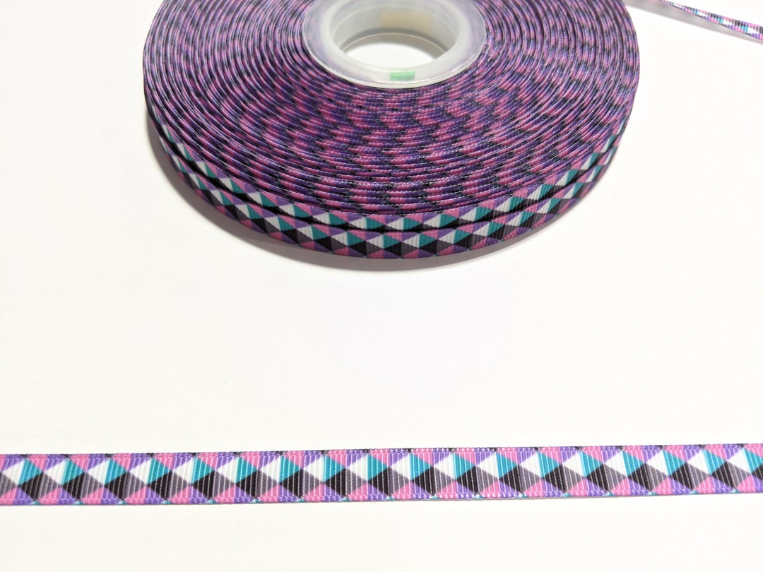 Geometric Triangle Ribbon: Lavender, Blue & Black Decorative Trim- 3/8 ...