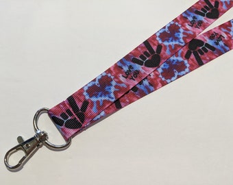 ASL ID Lanyard | 1 Inch Wide Badge Lanyard | Sign Language Neck Lanyard | Deaf Breakaway ID lanyard | Fun Lanyard | Double Sided Lanyard