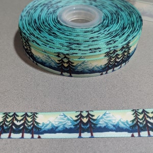 3 yards de ruban de 7/8" - Arbres et montagnes | Forêt #11440 - Ruban adhésif décoratif, garniture à coudre, ruban pour carnet de bord