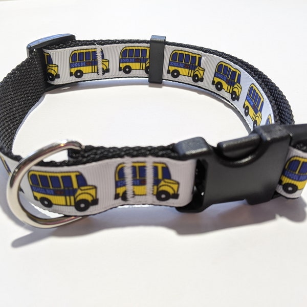 School Bus Dog Collar | Bus Driver Dog Collar | 1 Inch Wide Collar | Adjustable Dog Collar | Cute Dog Collar | Puppy Collar | New Puppy Gift