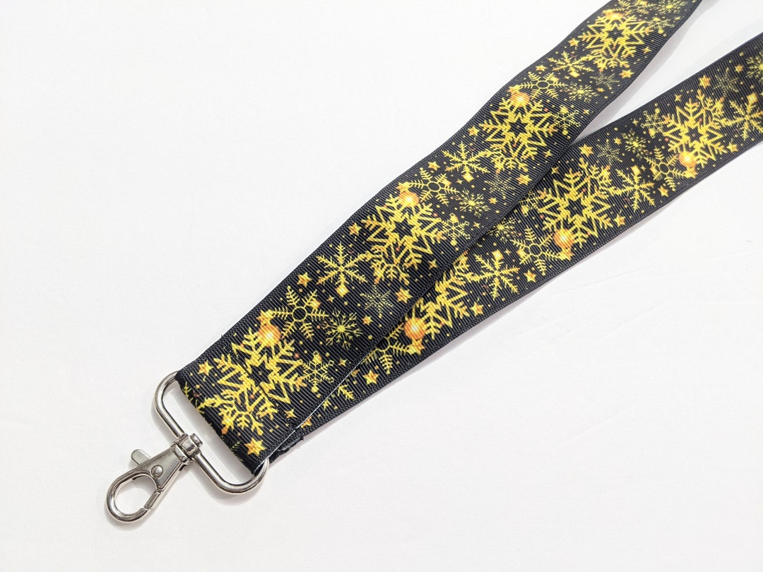 Snowflake Wide Lanyard Winter 1.5 Inch Wide ID Lanyard Double Sided ...