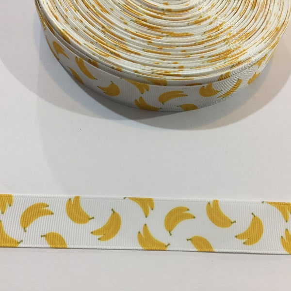 3 Yards of 7/8" Ribbon - Yellow Bananas #10421