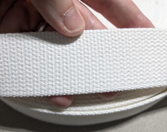 1.5" Off White Cotton Acrylic Webbing, 16 yards or 8.5 yard Heavy Duty Ivory Canvas Strap, 1-1/2 Inch Tote Bag Handle, Sewing Supply Destash