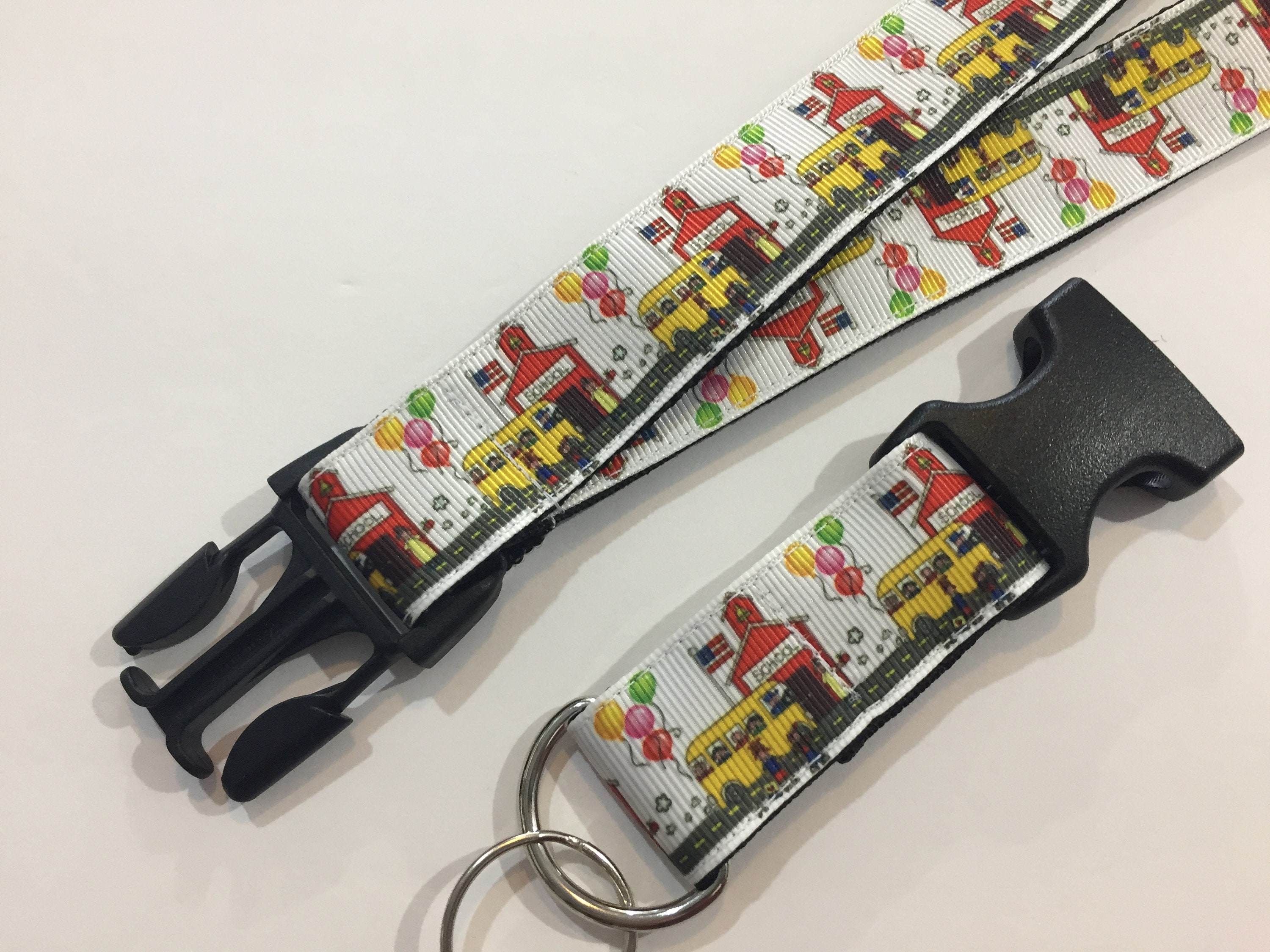 School Bus Detachable Keychain Lanyard, 1 Inch Wide and 22 Inches Long, Choose The Breakaway Buckle for Safety