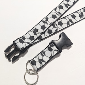 Soccer Ball Lanyard: Detachable Keychain, Breakaway Buckle, (1&quot; Wide)