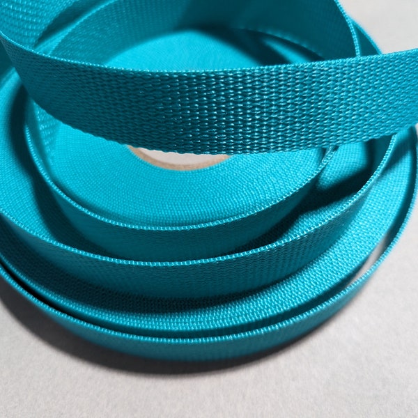 5 Yards Turquoise Polypropylene Strap | 1" Wide Lightweight Webbed Strap | Camping Strap | Light Teal Straps | Backpack Strapping | Handles