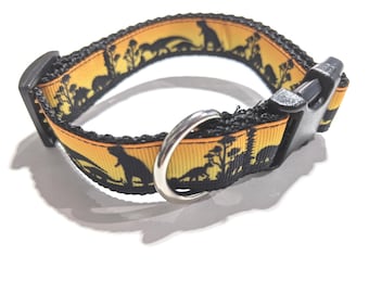 Sunset Dinosaurs Dog Collar: 3/4" Adjustable Pet Collar, Puppy Gift