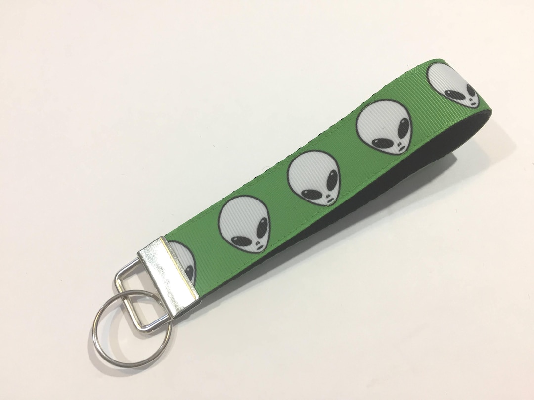 Alien Martian UFO 6" Keychain Wristlet or 3" Finger Fob, Green Outer ...