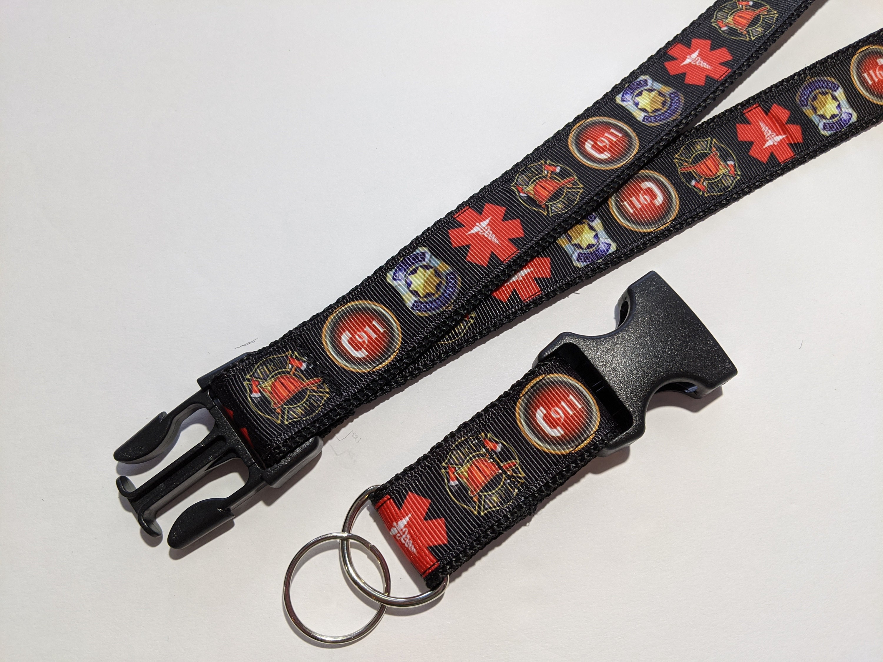First Responder Lanyard: Detachable Keychain, Breakaway Buckle, (1" Wide)