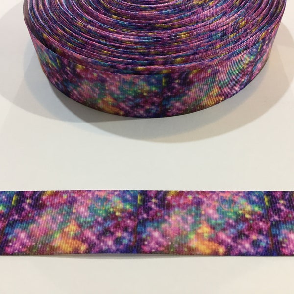 3 Yards of 1" Ribbon - Purple Galaxy or Tie Dye #10304