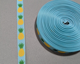 Pineapple Grosgrain Ribbon: Greenish Blue Decorative Trim (5/8" Wide, 3 Yards)