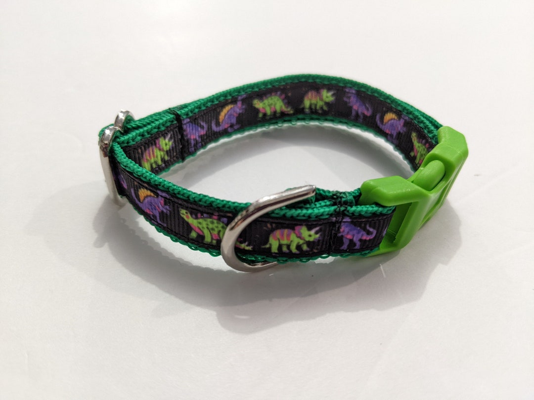 Dinosaur Dog Collar Triceratops Small Collar 1/2 Inch Wide Small Collar