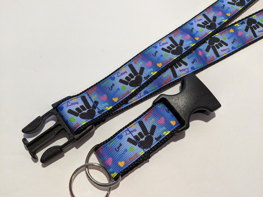 ASL I Love You Lanyard: Deaf Awareness Keychain, Breakaway Buckle, (1 ...