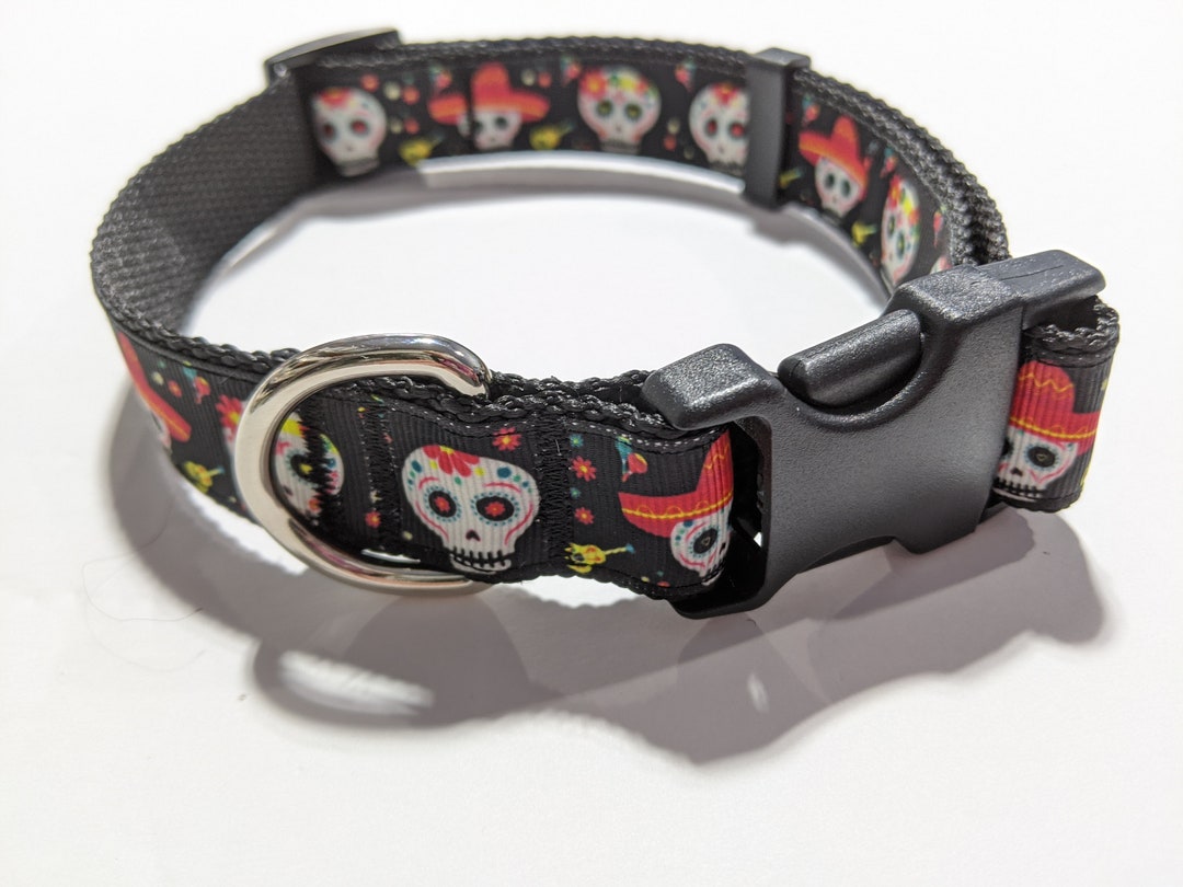 Sugar Skulls Dog Collar Day of the Dead Dog Collar 1 Inch Wide Collar