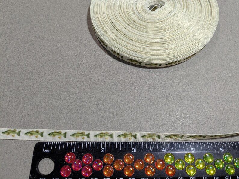 Bass Fish Ribbon: 3/8 Inch Polyester Grosgrain Trim - 3 Yards image 4