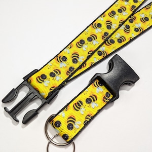 Bumble Bees Detachable Keychain Lanyard, 1 Inch Wide and 22 Inches Long, Choose The Breakaway Buckle for Safety
