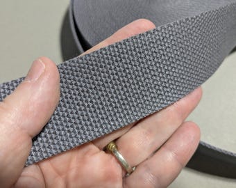 1.5" Gray Cotton Acrylic Webbing, 13.5 yards Heavy Duty Canvas Strap, 1-1/2 Inch Tote Bag Handle, Sewing Supply Destash