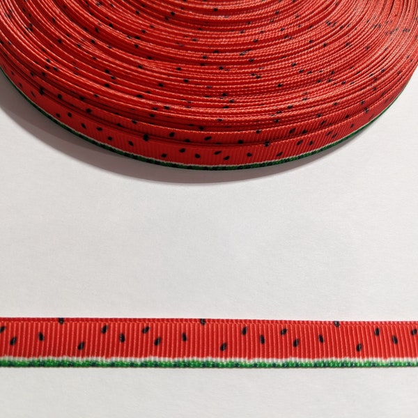 3 Yards of 3/8 Inch Wide Ribbon | Watermelon Ribbon | Fruit Narrow Ribbon | Food Ribbon | Cute Ribbon | Watermelon #10682