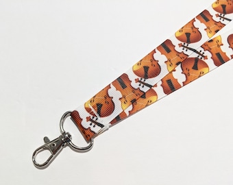 Violin ID Lanyard | Musical Instrument 1 Inch Wide Badge Lanyard | Breakaway Lanyard | Double Sided Lanyard | Safety Lanyard | Neck Lanyard