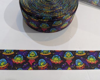 UFO Alien Grosgrain Ribbon: 1.5" Space Ship Trim, 2 Yards